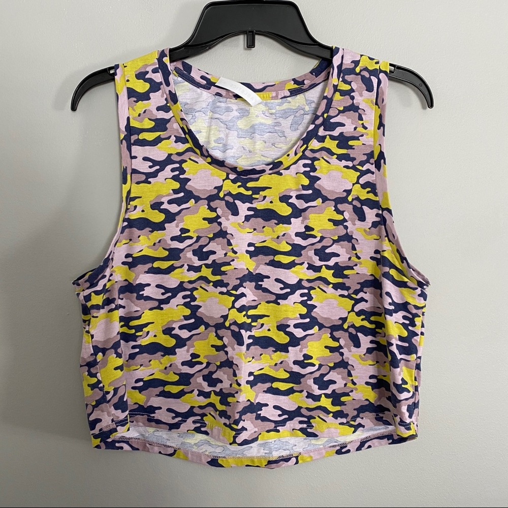 Lime Lite Camo Fabletics Janis Cropped Muscle Tank